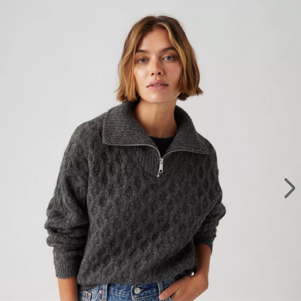 Levi's 1/4 zip Cable Knit T Sweater grey size large